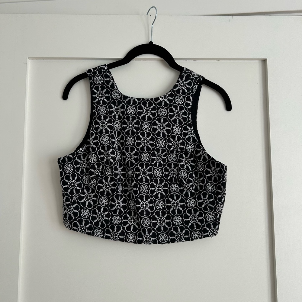 Button Back Embroidered Top